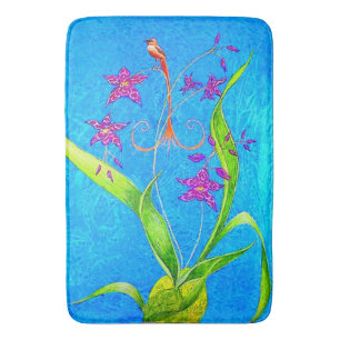 Pretty Little Orchid Bird  Bath Mat