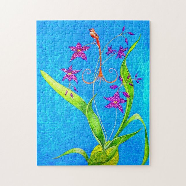 Pretty Little Orchid Bird  Jigsaw Puzzle (Vertical)