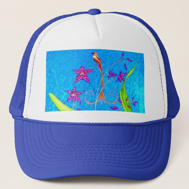 Pretty Little Orchid Bird (Red) Trucker Hat (Front)
