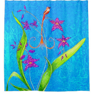 Pretty Little Orchid Bird Shower Curtain
