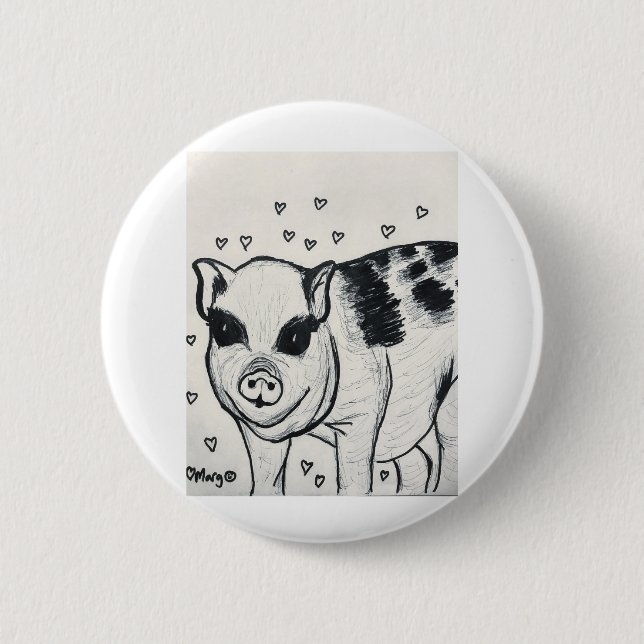 Pretty Little Piggy 6 Cm Round Badge (Front)