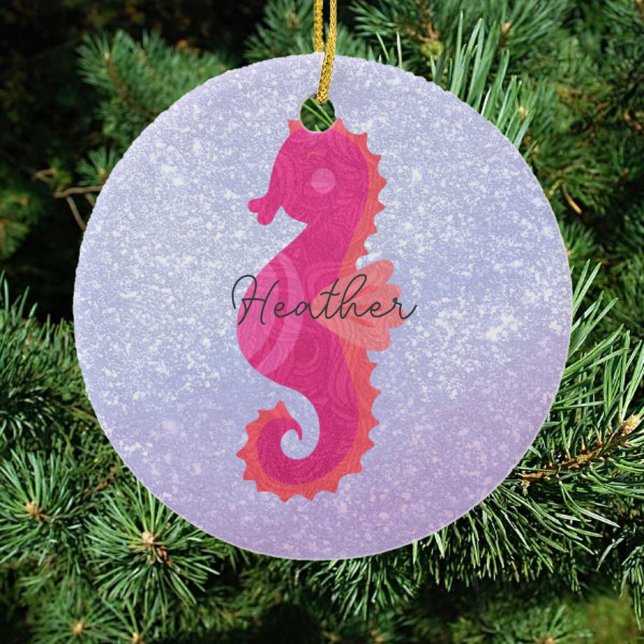Pretty Little Pink Seahorse  Ceramic Tree Decoration (Creator Uploaded)