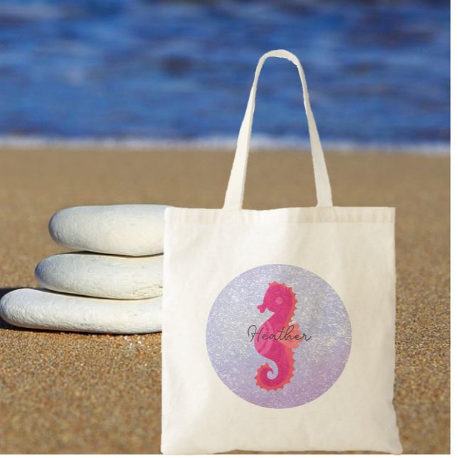 Pretty Little Pink Seahorse Tote Bag (Creator Uploaded)