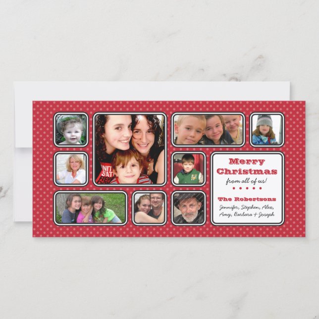 Pretty Little Polka Dot Collage Photo Card - Red (Front)