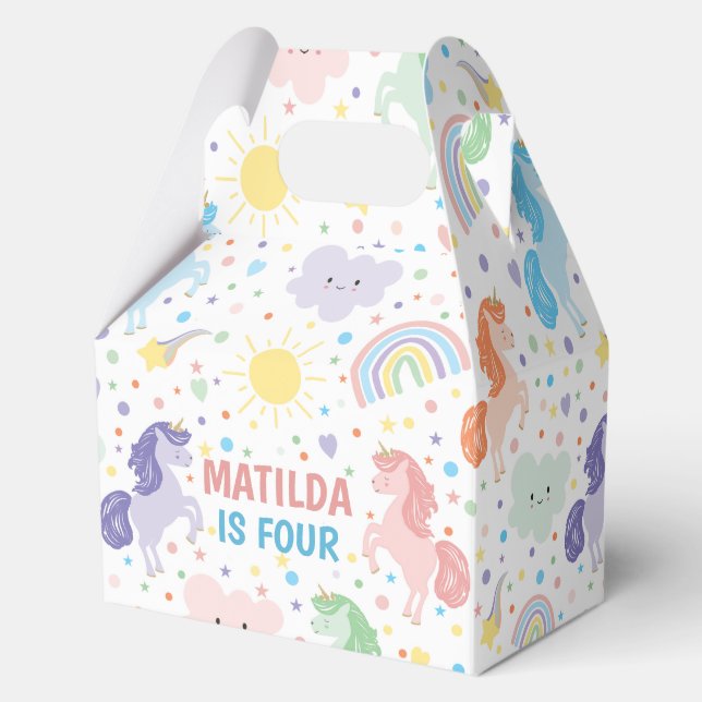 Pretty Little Unicorns Party Gift Box Favour. (Front)