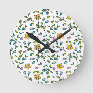 Pretty Little Wildflower Meadow Floral Round Clock