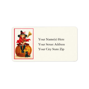 Pretty Little Witch on Pumpkin Address Label
