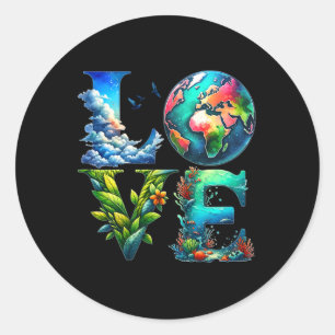 Pretty Love Earth Day Every Day Earth Day Classic Round Sticker