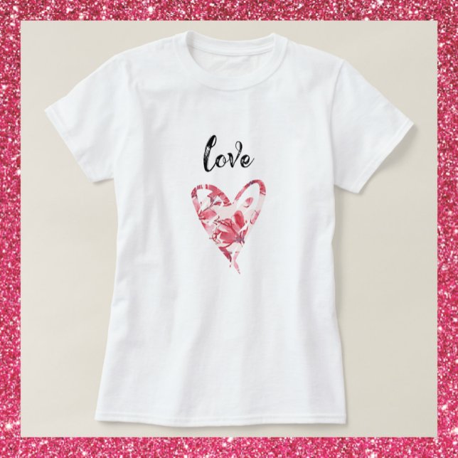 Pretty Love Floral Heart T-Shirt (Creator Uploaded)