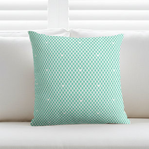 Pretty Love Heart Lattice Mesh Mint Modern Cushion