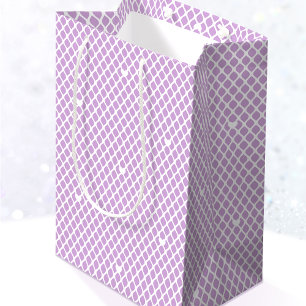 Pretty Love Heart Lattice Mesh Purple Birthday Medium Gift Bag