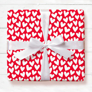 Pretty Love Heart Pattern Red White Valentine Wrapping Paper