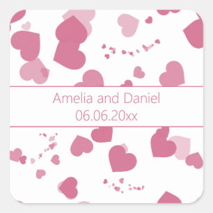 Pretty Love heart Personalised Wedding Sticker
