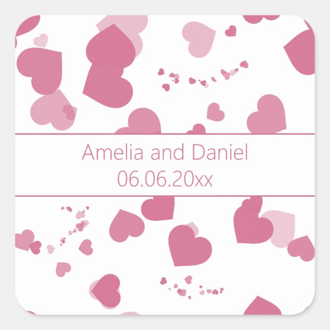 Pretty Love heart Personalised Wedding Sticker (Front)