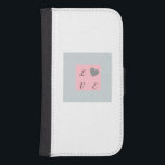Pretty Love Pattern Gift for Her Romantic Design Samsung S4 Wallet Case<br><div class="desc">This Pretty Pink and Grey Design showing the Word Love with a Little Heart. This Galaxy Wallet is a great Gift for Her. Step into summer with this fun and fashionable phone case accessory! Crafted using a Love Design on a white background, this phone case is the perfect accessory to...</div>