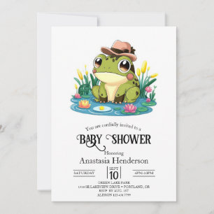 Pretty Lovely Frog Baby Shower Invitation
