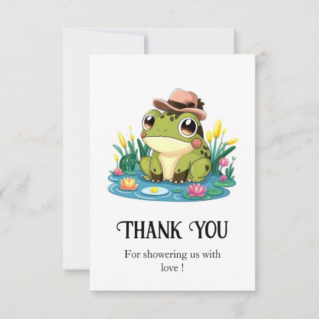  Pretty Lovely Frog Baby Shower Thank You Card (Front)