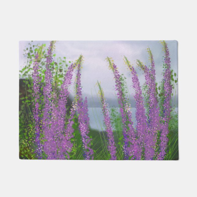 Pretty Lupine Flowers By The Lake Doormat (Front)
