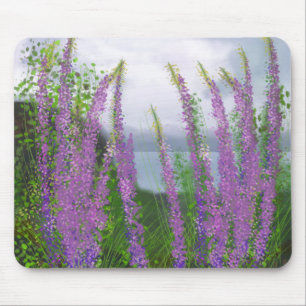 Pretty Lupine Flowers By The Lake Mouse Mat