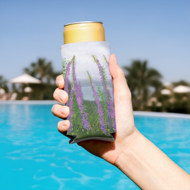 Pretty Lupine Flowers By The Lake Seltzer Can Cooler (In Situ Pool)