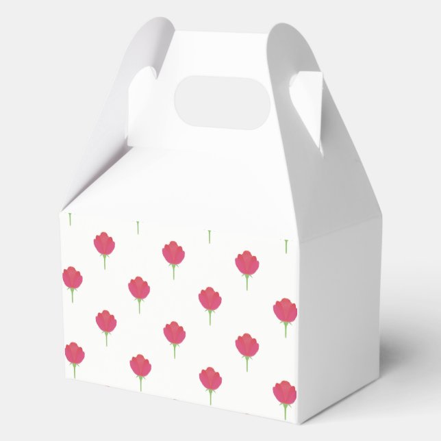 Pretty lush pink tulips pattern favour box (Front)