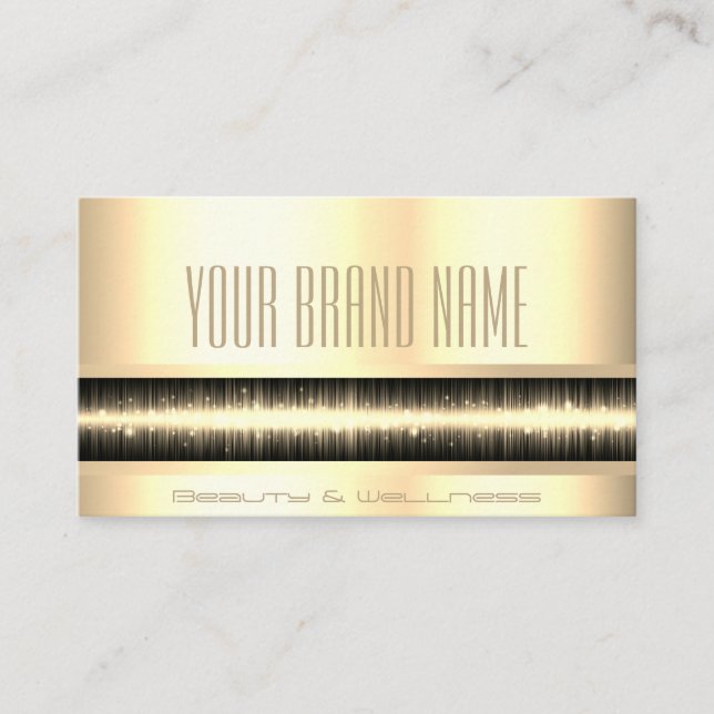 Pretty Luxury Elegant Gold Glamour Photo Template Business Card (Front)