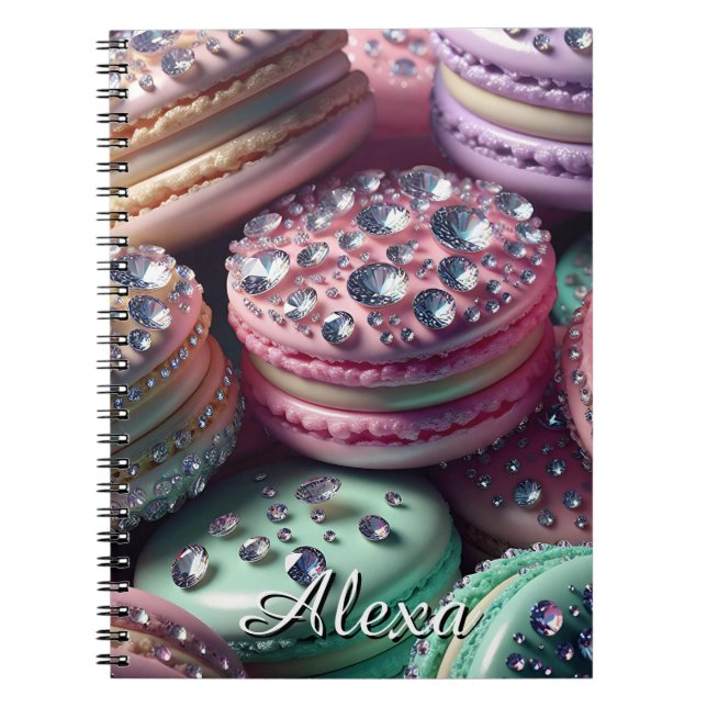 Pretty Macaron Bling Personalised Notebook (Front)