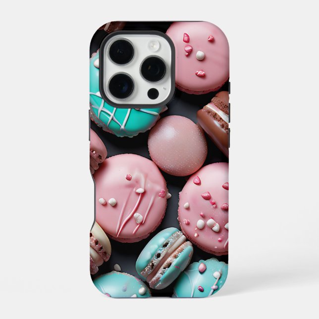 Pretty Macaron  Monogrammed iPhone Case (Back)