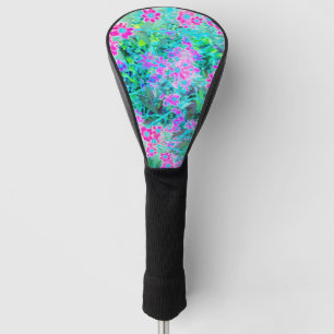 Pretty Magenta and Royal Blue Garden Flowers Golf Head Cover