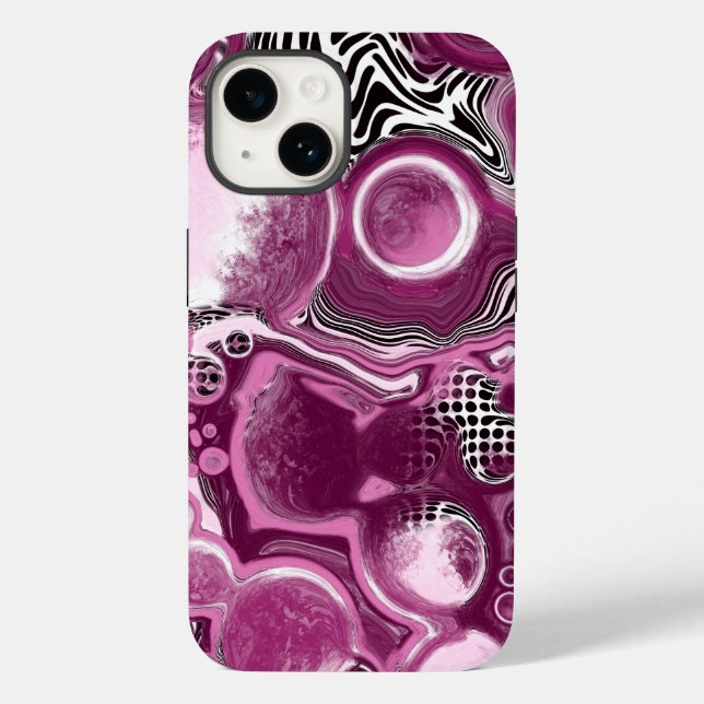 Pretty Magenta Pink Digital Pour Painting  Case-Mate iPhone Case (Back)