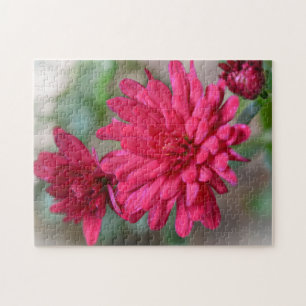 Pretty Magenta Pink Mum Flowers Puzzle