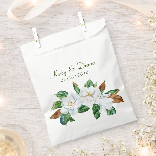 Pretty Magnolia Bouquet Wedding  Favour Bags (Clipped)