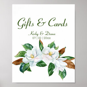 Pretty Magnolia Bouquet Wedding Gifts & Cards Sign
