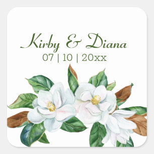 Pretty Magnolia Bouquet Wedding Square Sticker