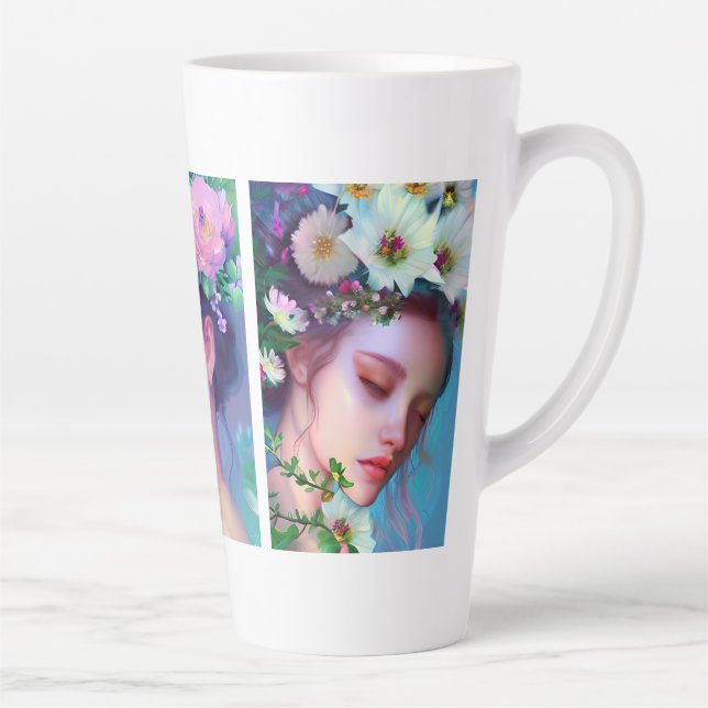 Pretty Maidens Flowers in Hair Ethereal Art Latte Mug (Right)