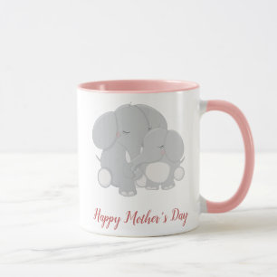 Pretty Mama and Baby Elephant Happy Mother's Day Mug