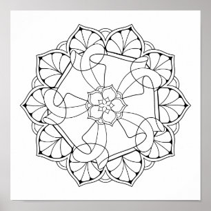 Pretty Mandala Adult Colouring Poster