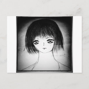 pretty manga anime girl postcard