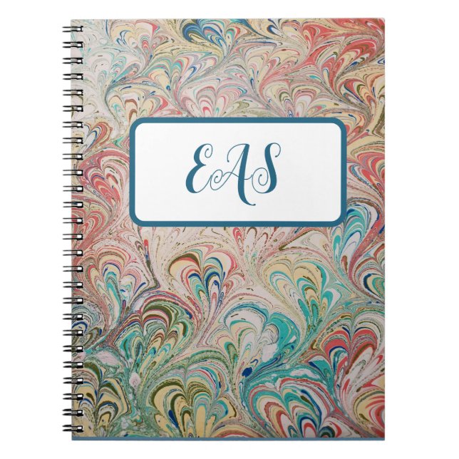 Pretty Marbled Notebook with Monogram (Front)