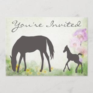 Pretty Mare and Foal Horse Baby Shower Invitation