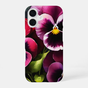Pretty maroon daek red pansies watercolor painting iPhone 16 case