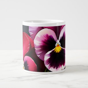 Pretty maroon daek red pansies watercolor painting large coffee mug
