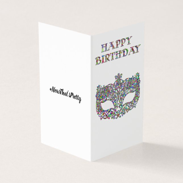 Pretty mask happy birthday card (Outside)