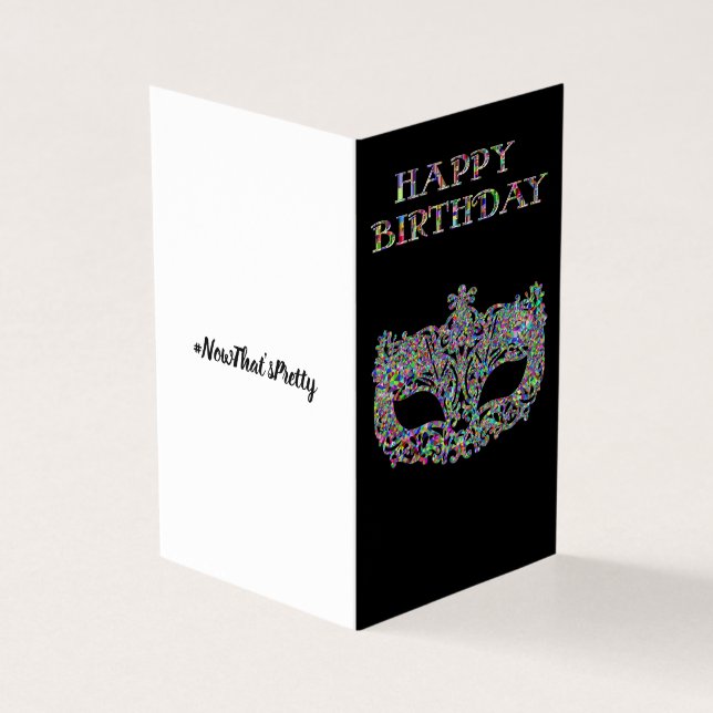 Pretty mask happy birthday card (Outside)
