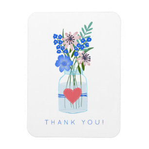 Pretty Masons Jar Heart Floral Thank You Magnet