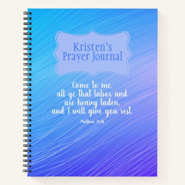 Pretty Matthew 11:28 Give You Rest Bible Quote  Notebook (Front)