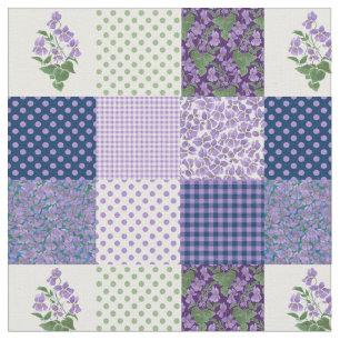 Pretty Mauve Faux Patchwork Sweet Violets Fabric