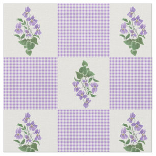Pretty Mauve Faux Patchwork Sweet Violets Fabric