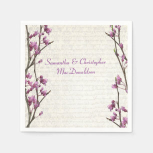 Pretty mauve lilac floral country style wedding napkin