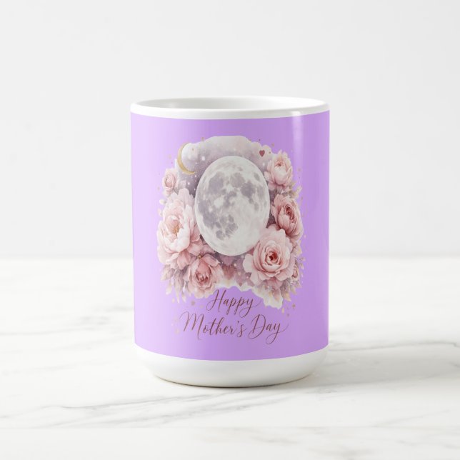 Pretty Mauve Moon Floral Mug 15oz – Gift for Mom (Center)